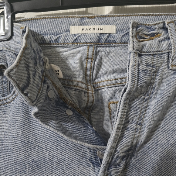PacSun Light Blue Ultra High Waisted Slim Fit Jeans, Button Fly, Raw Hem, EUC! - Picture 11 of 13